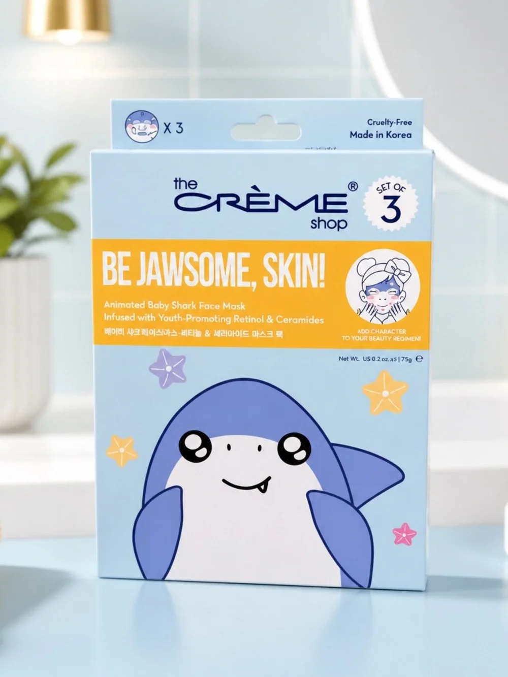 NIB The Creme’ Shop Be Jawsome, Skin! Face Masks Shark Design - 3 Masks per Box